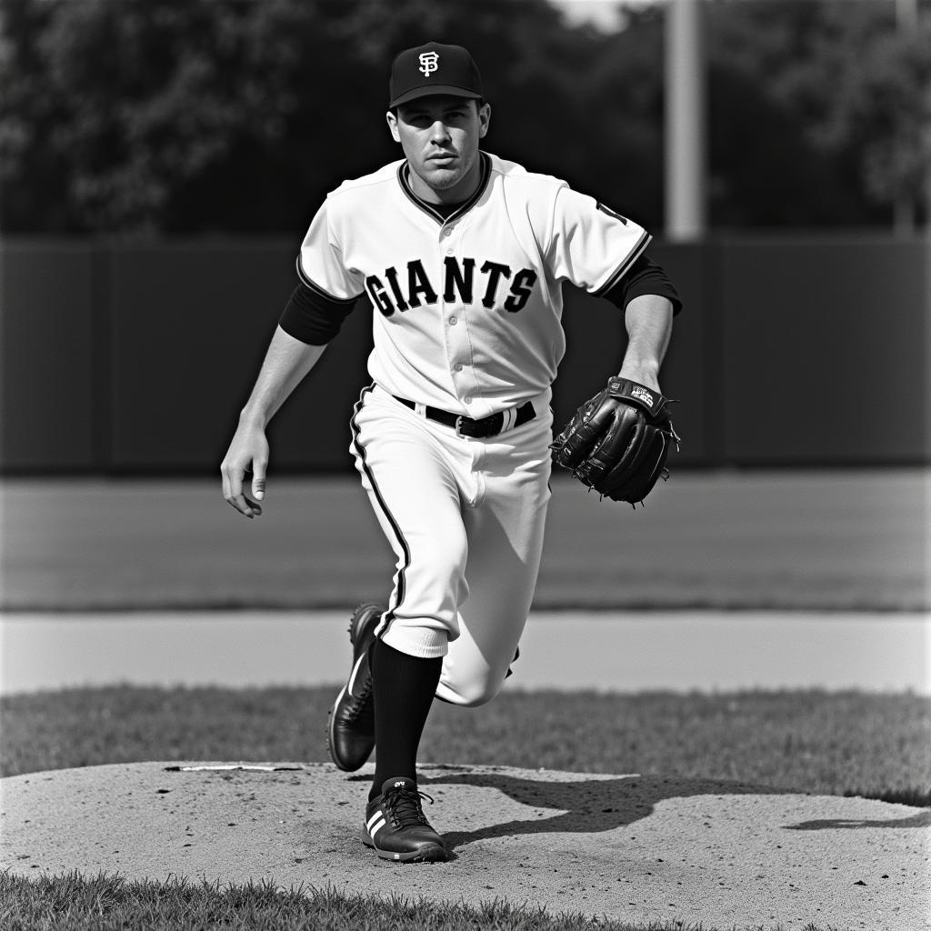 Dave Dravecky pitching for the San Francisco Giants