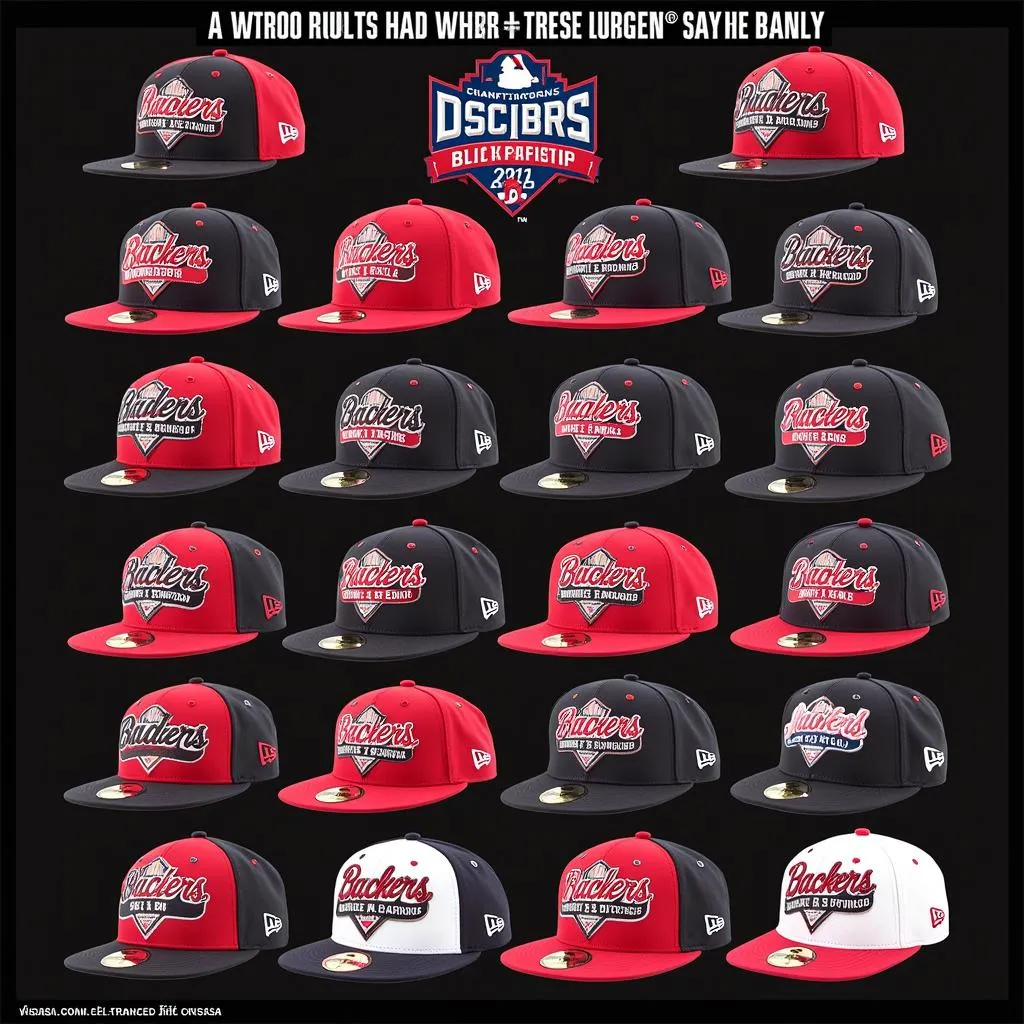 A collection of Dbacks World Series hats from different years