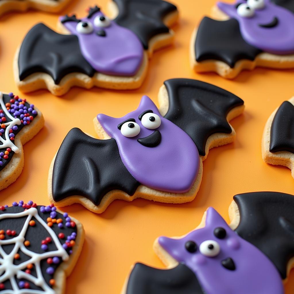 Decorated Bat Cookies for Halloween