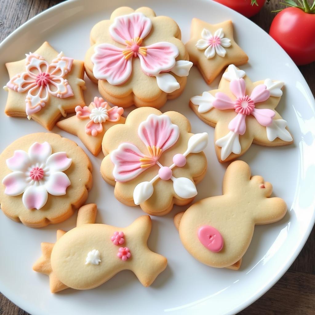 Plate of cookies with Japanese-inspired designs