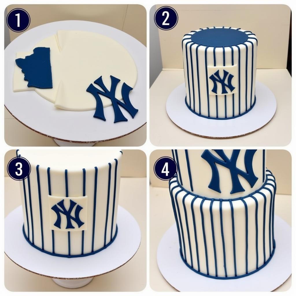 Decorating a NY Yankees Cake with Fondant