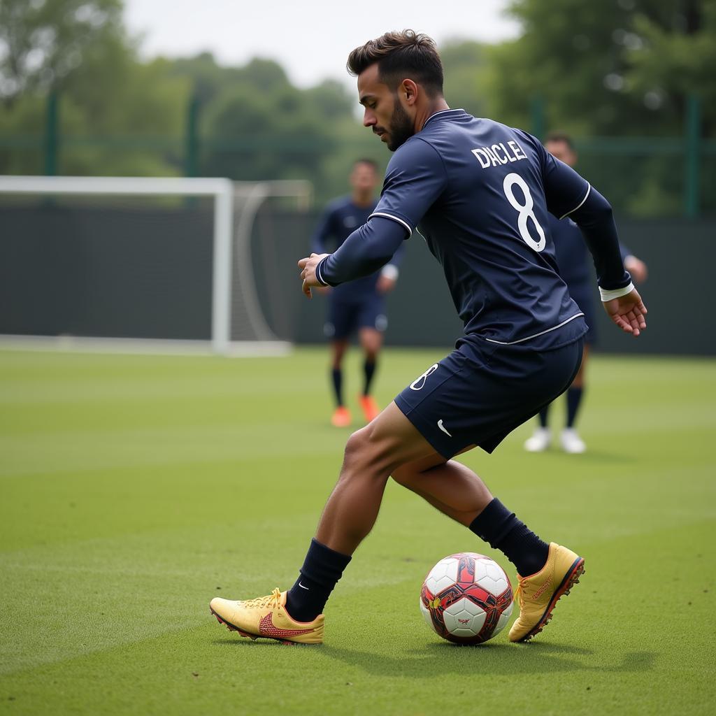 De Jong practicing his ball control skills with focus and determination.