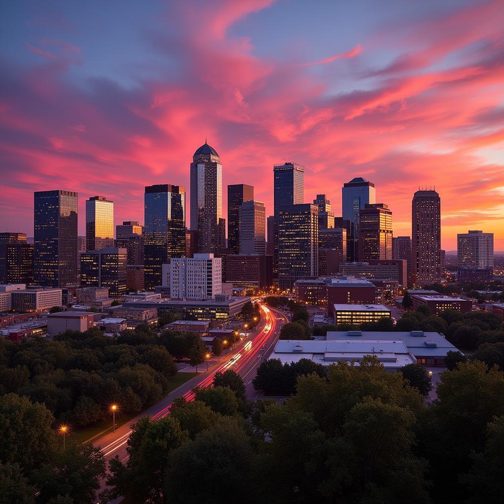 Denver's Vibrant Skyline at Sunset