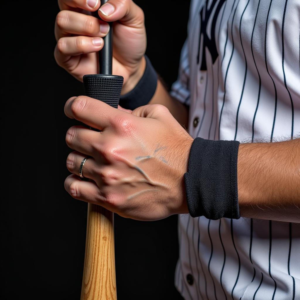 Derek Jeter adjusting his wristband during a game