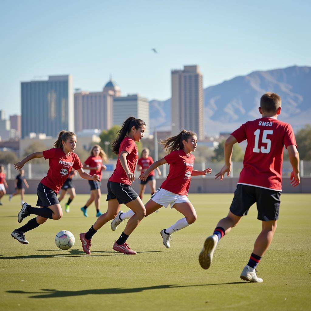 Youth soccer players competing in the Desert Fall Classic