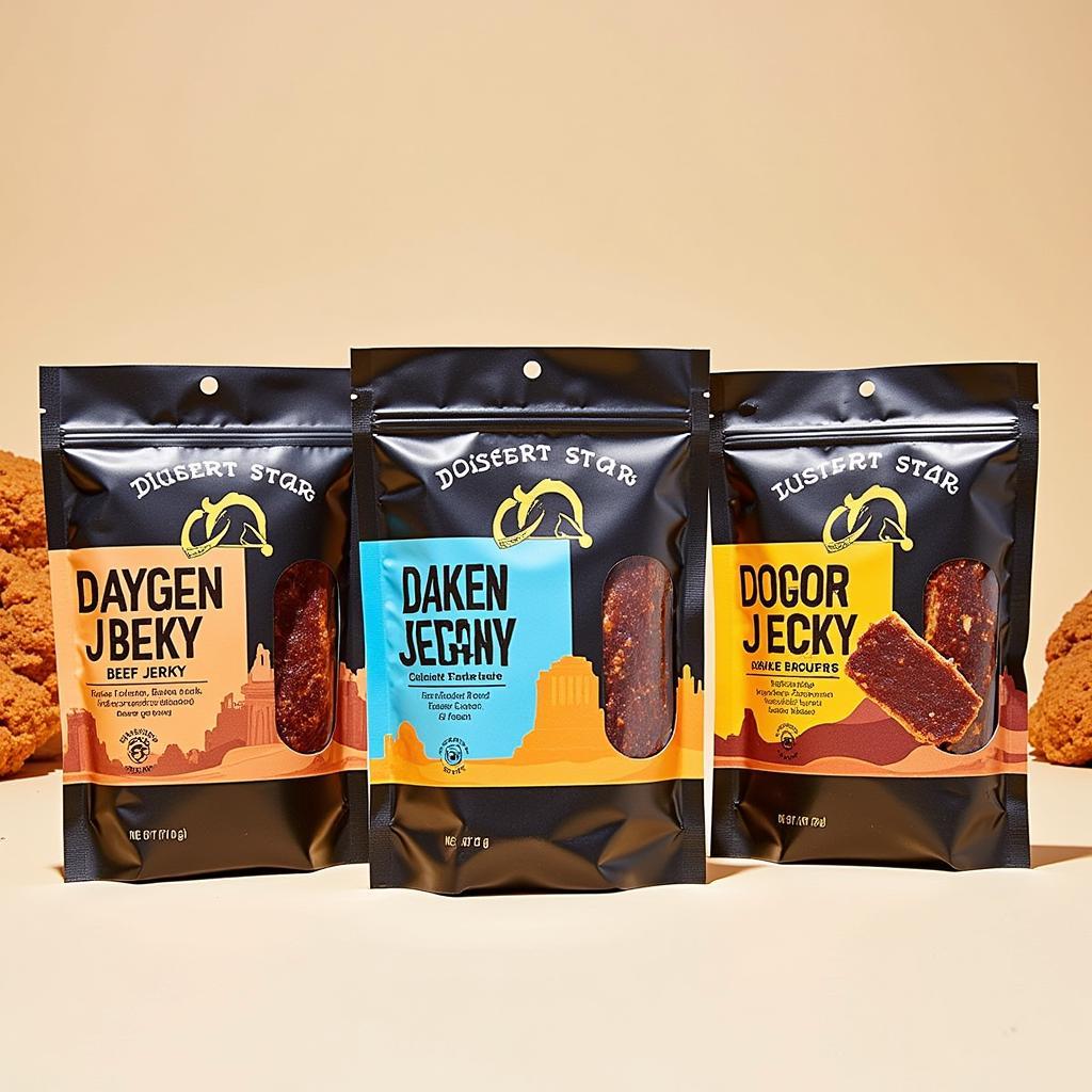 A selection of Desert Star Beef Jerky flavors