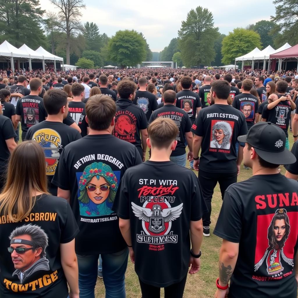 Fans in Detroit techno shirts at a rave