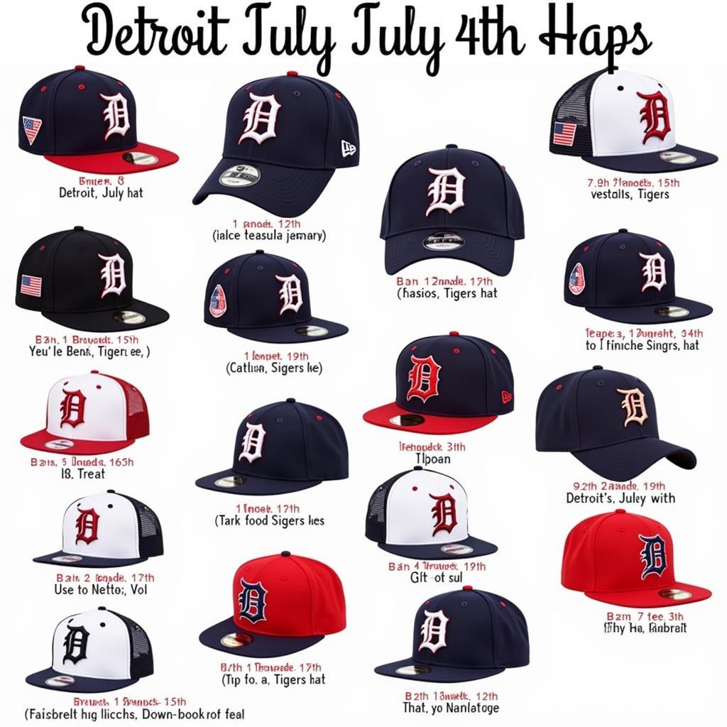 Different Styles of Detroit Tigers July 4th Hats