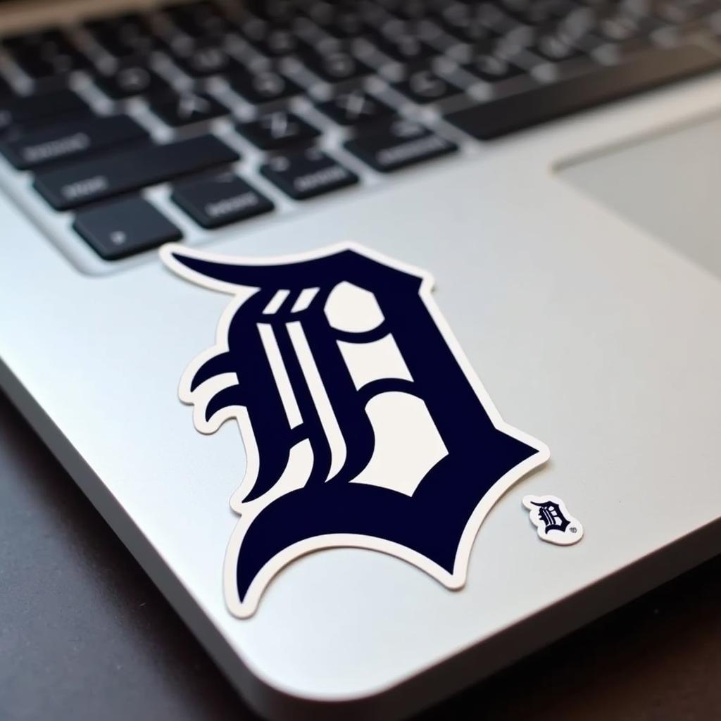 Detroit Tigers Sticker Displayed on a Laptop