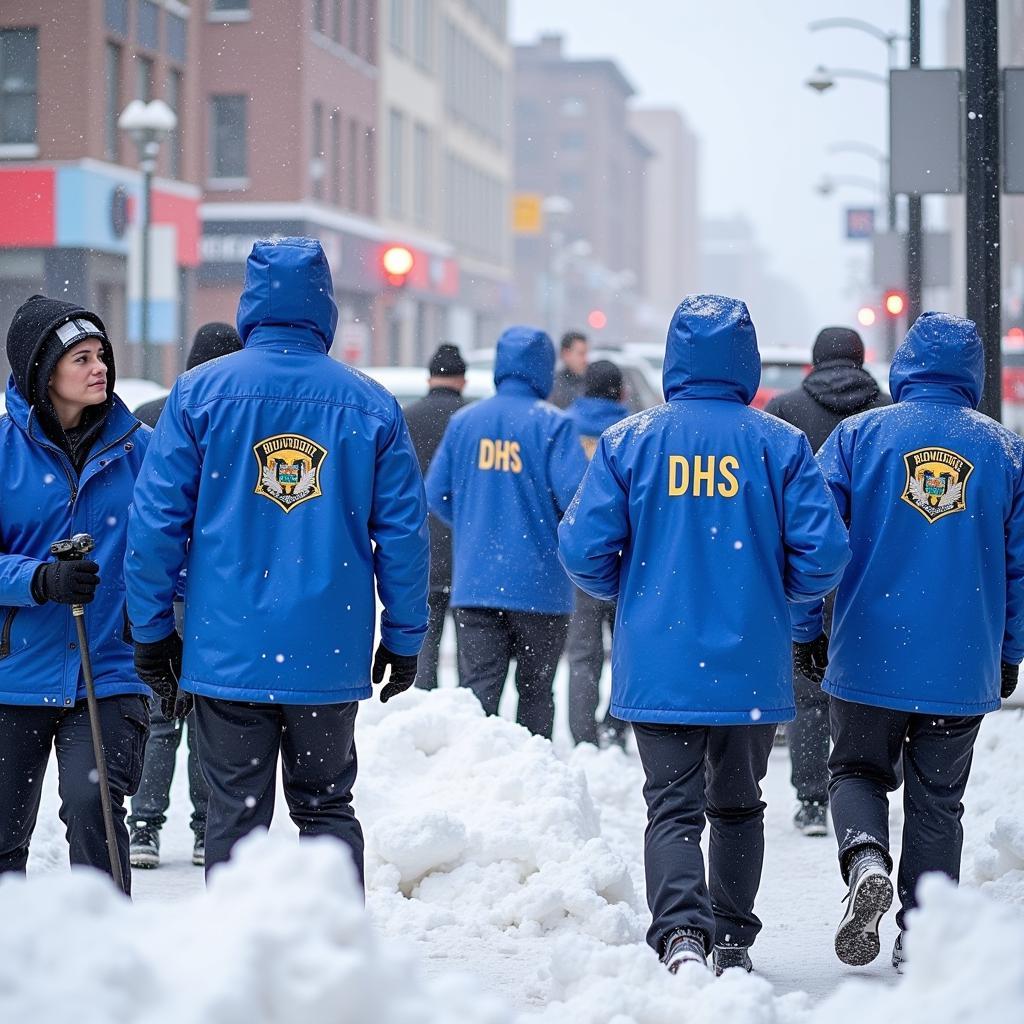 DHS Officers Assisting Citizens During Snowstorm