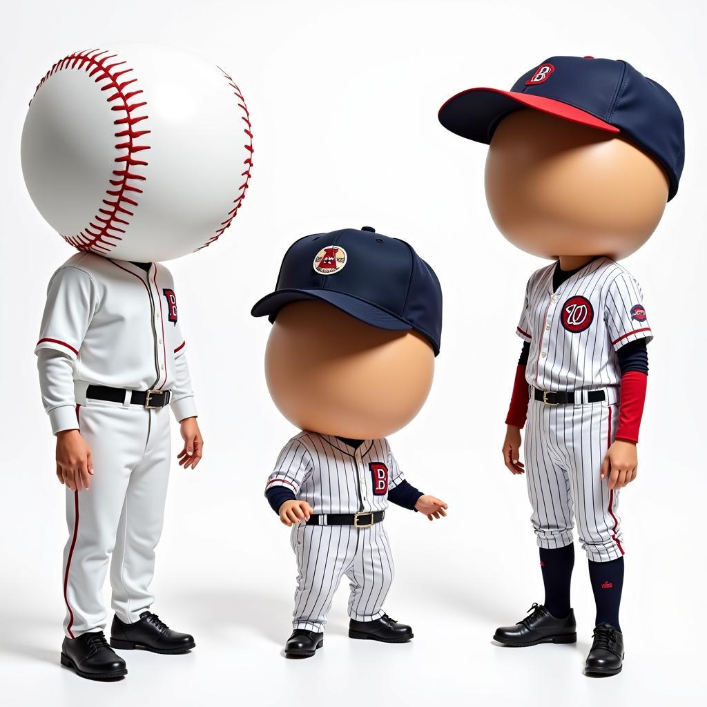 Variety of baseball head costumes