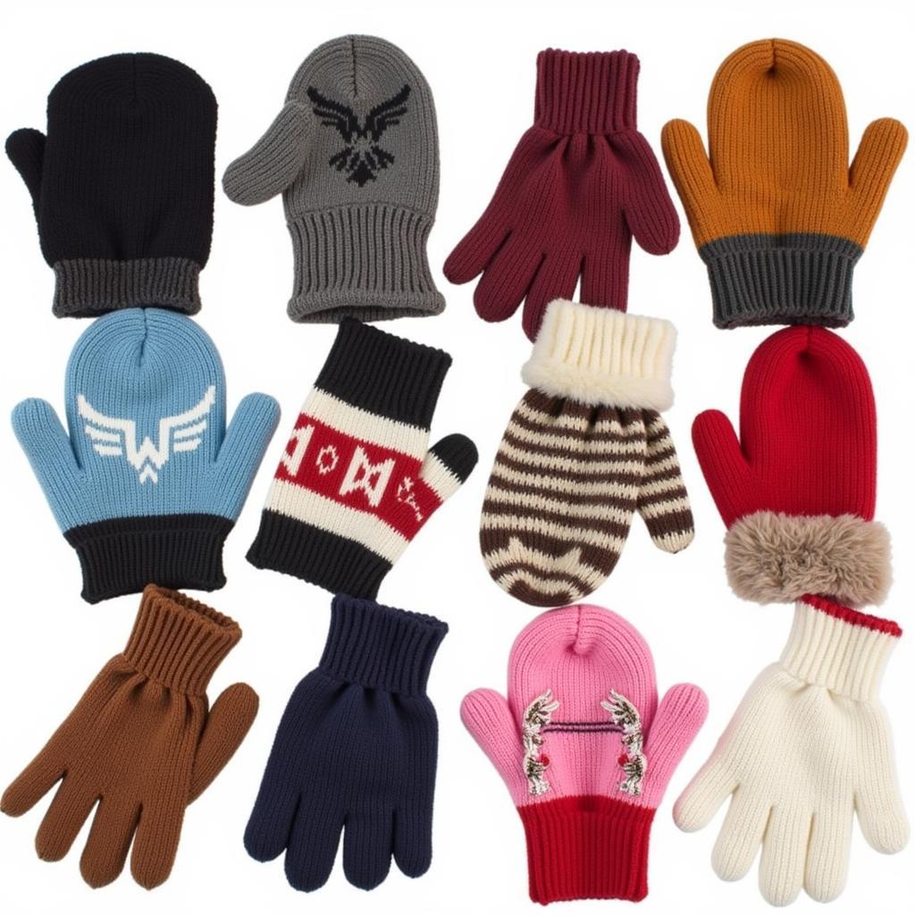 Variety of drink mittens in different colors and styles