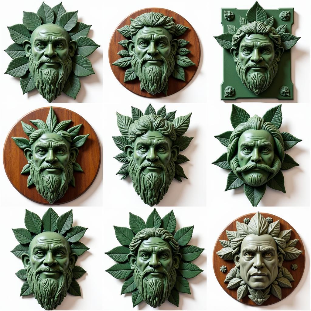 Variety of Green Man plaques