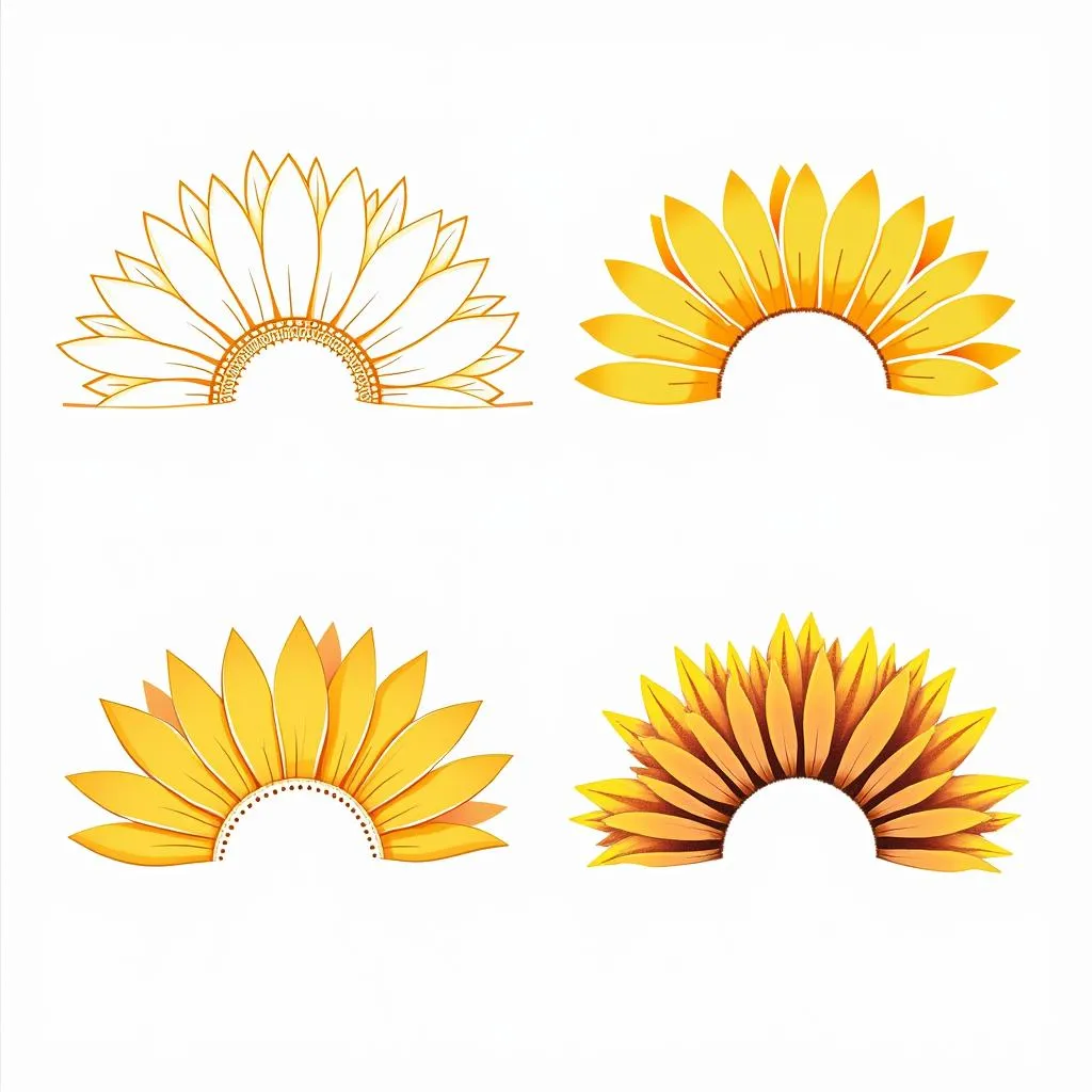 Different Styles of Half Sunflower SVGs