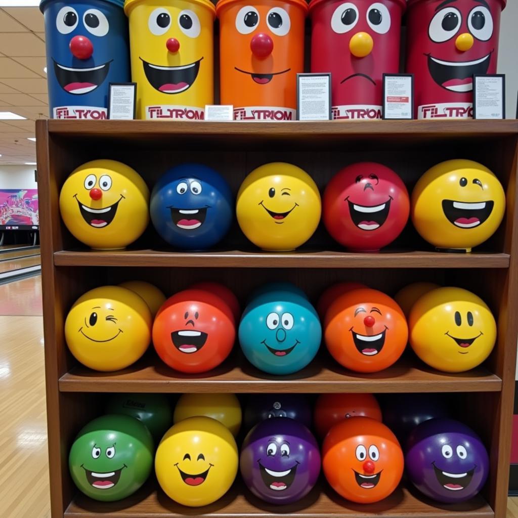 Variety of happy face bowling balls