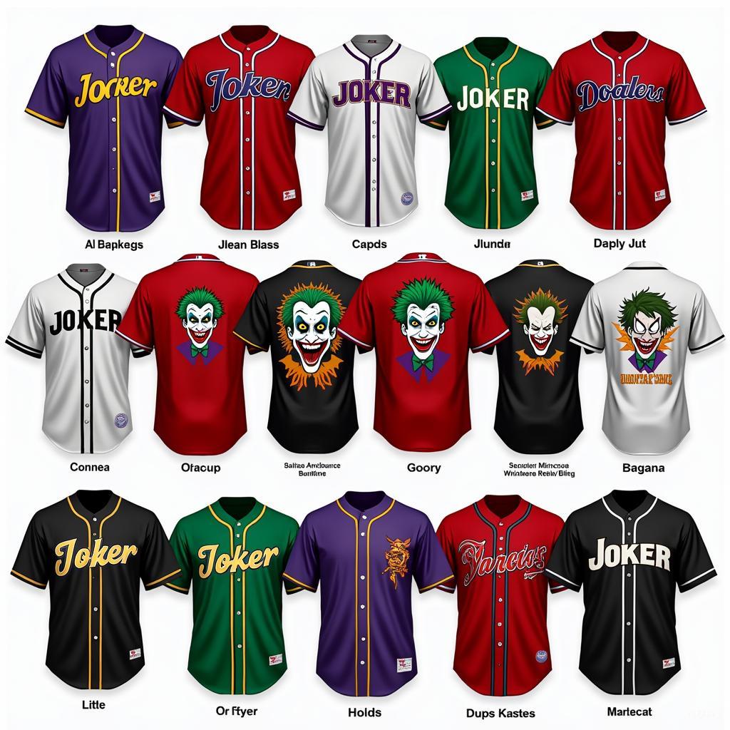 Various styles of Joker baseball jerseys available