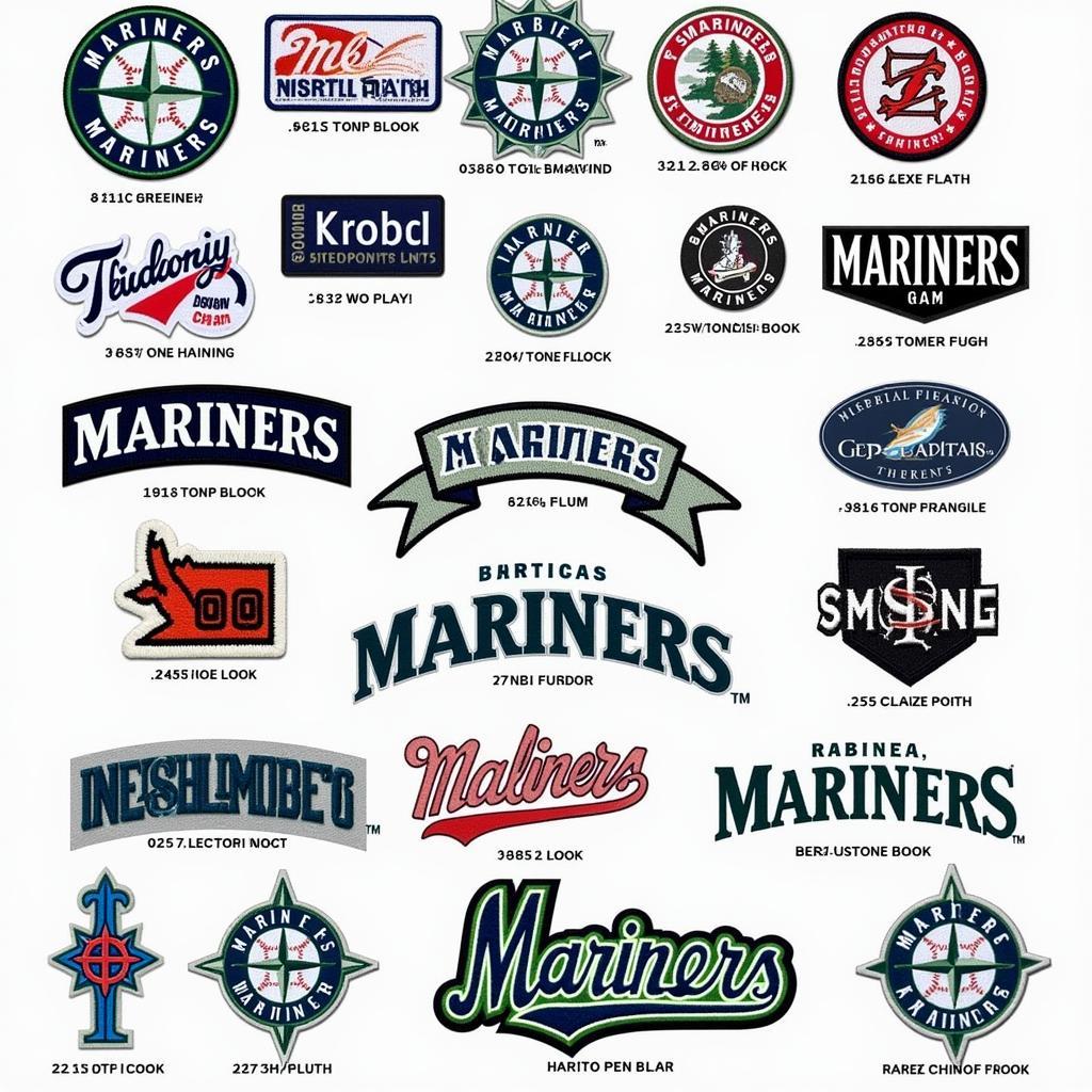 Various Mariners hat patches