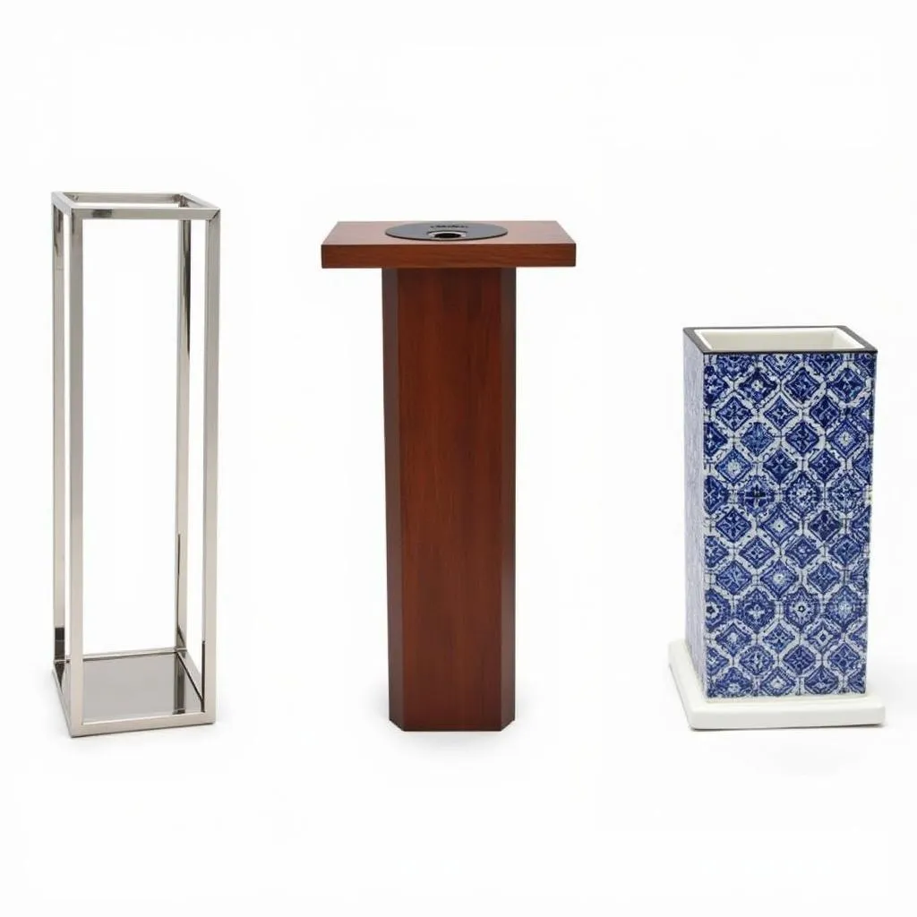 Different Materials of Umbrella Stands Square: Metal, Wood, Ceramic