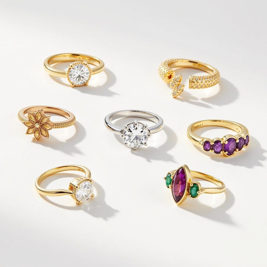 Different styles of women's nugget rings