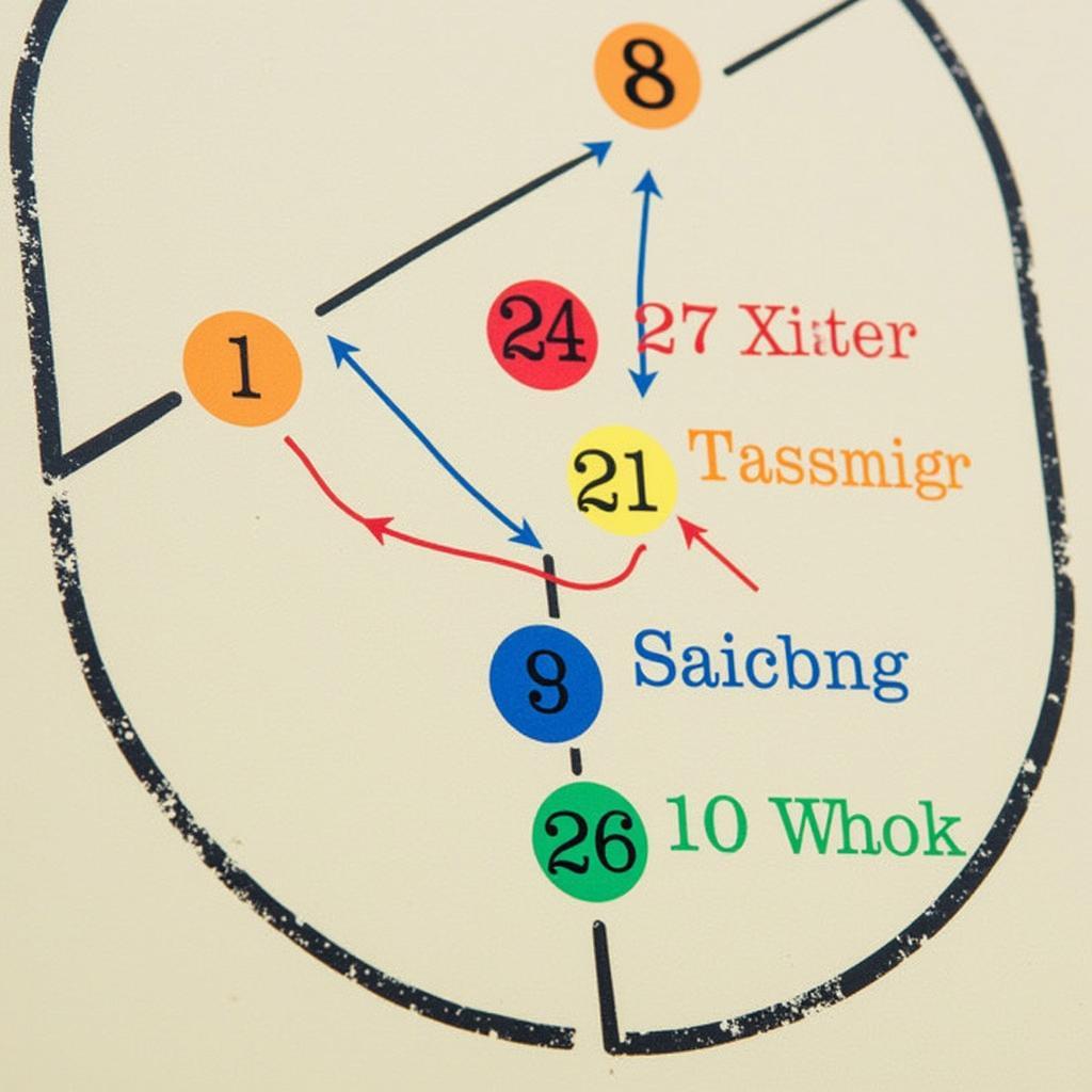 Target zones on a 24' walk board for football passing drills