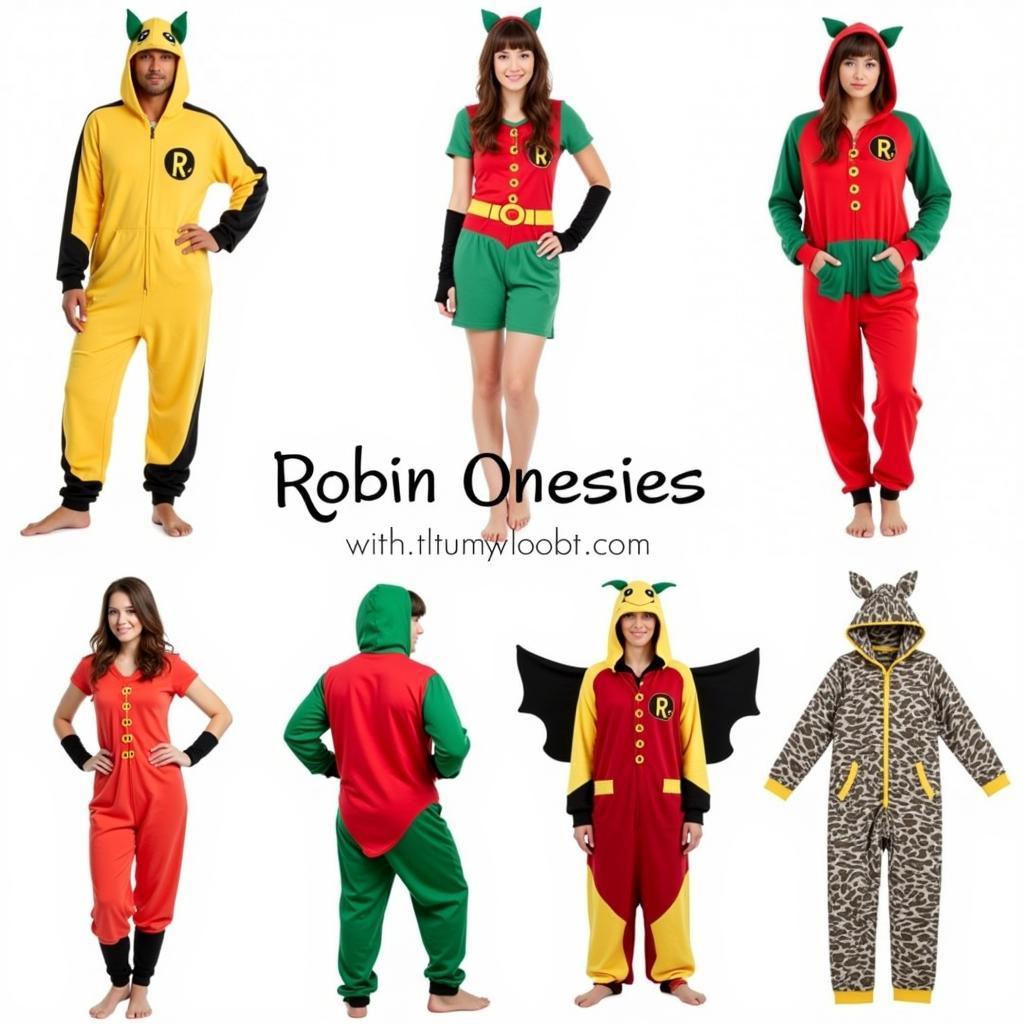 Various styles of robin onesies for babies