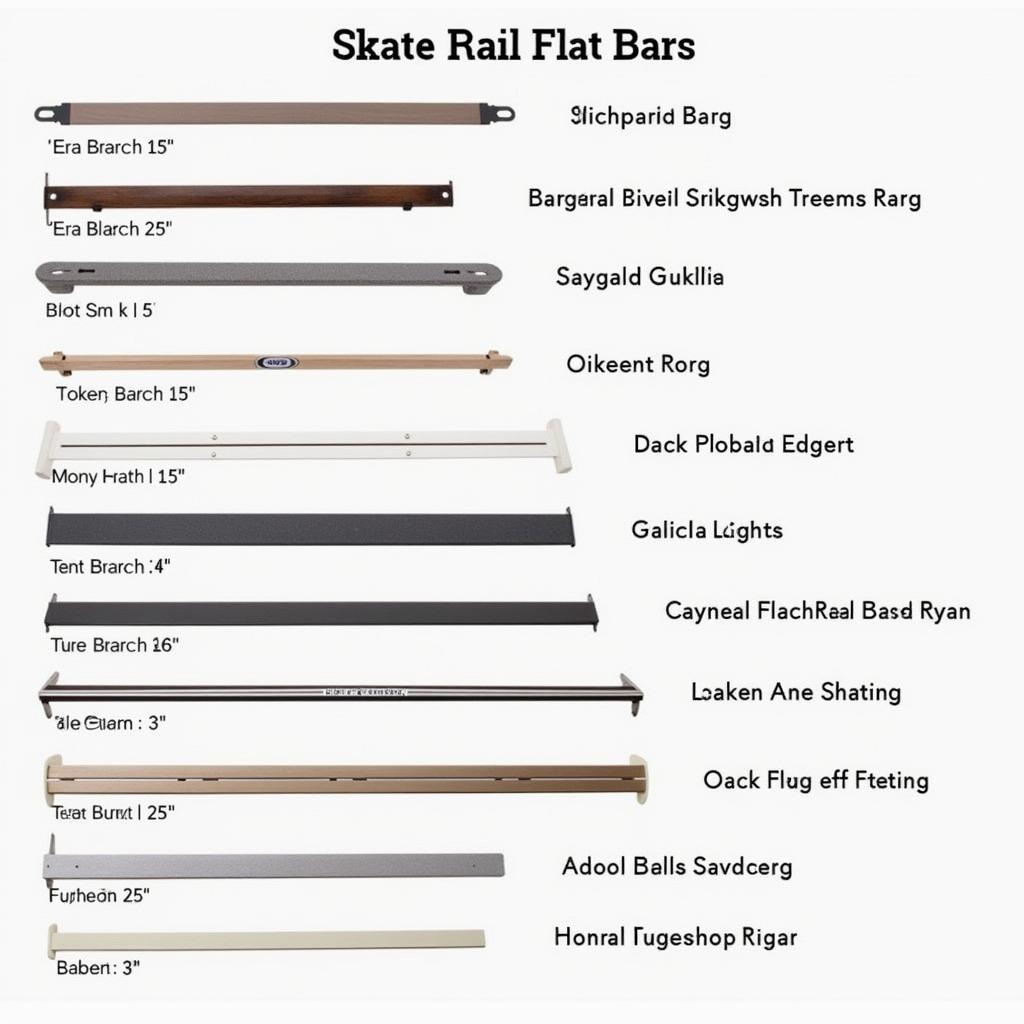 Various types and sizes of skate rail flat bars