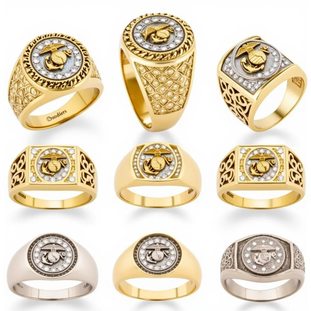 Variety of Marine Corps gold ring styles