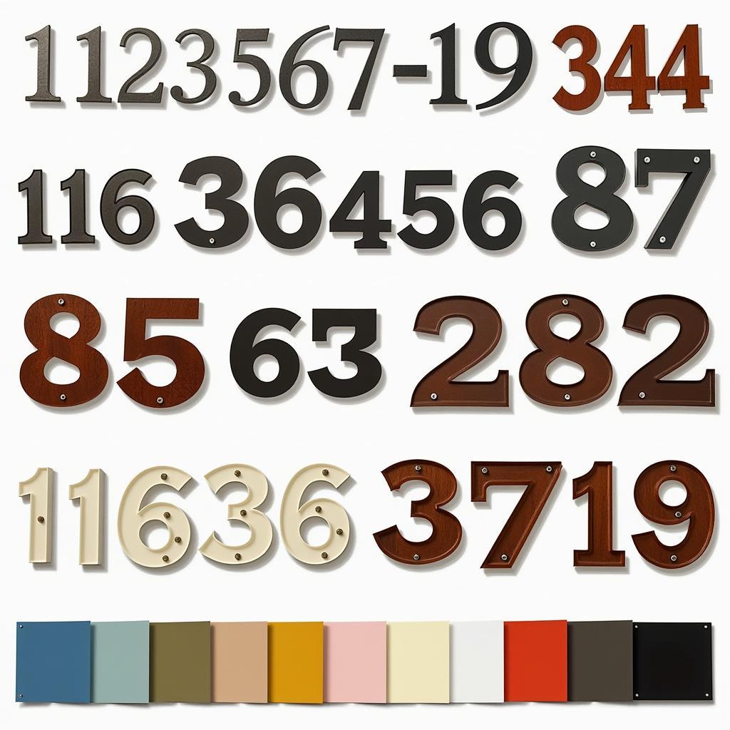 Various Styles of Marquee Numbers Showcasing Size, Color, and Material Options