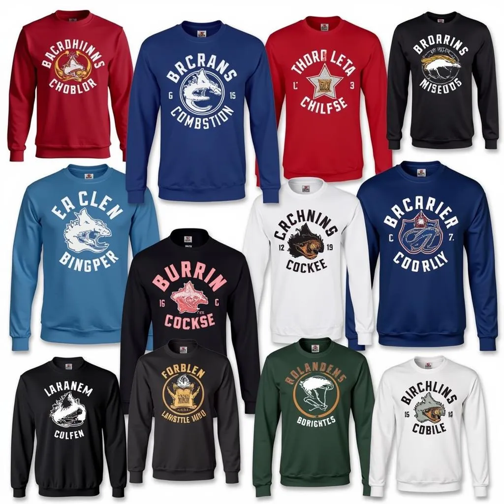 Different styles of NHL Original Six sweatshirts