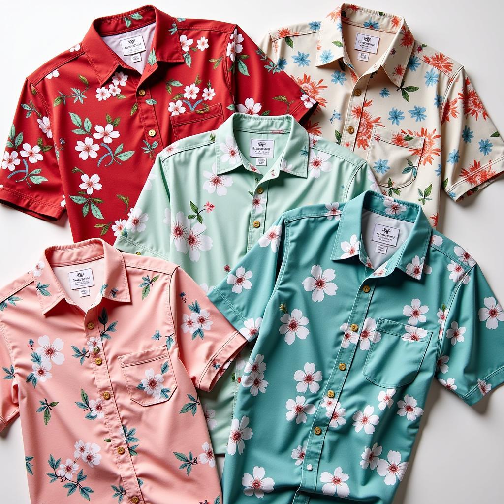 Various cherry blossom Hawaiian shirt styles