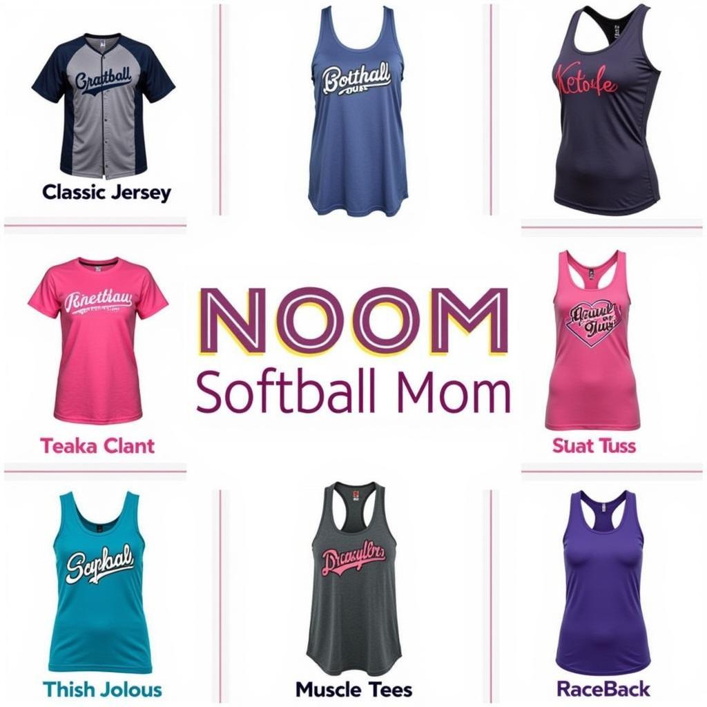 A variety of softball mom tank tops showcasing different styles and designs.