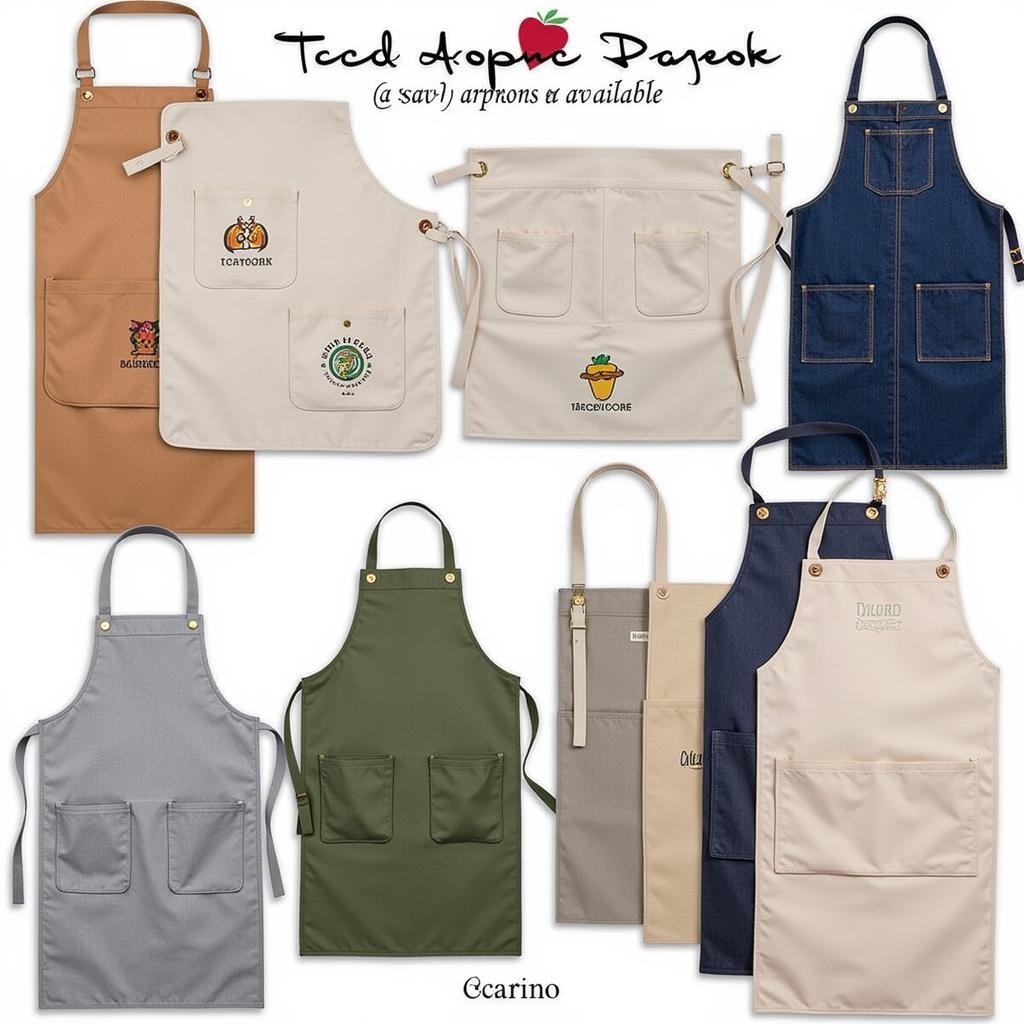 A variety of taco aprons showcasing different styles and features