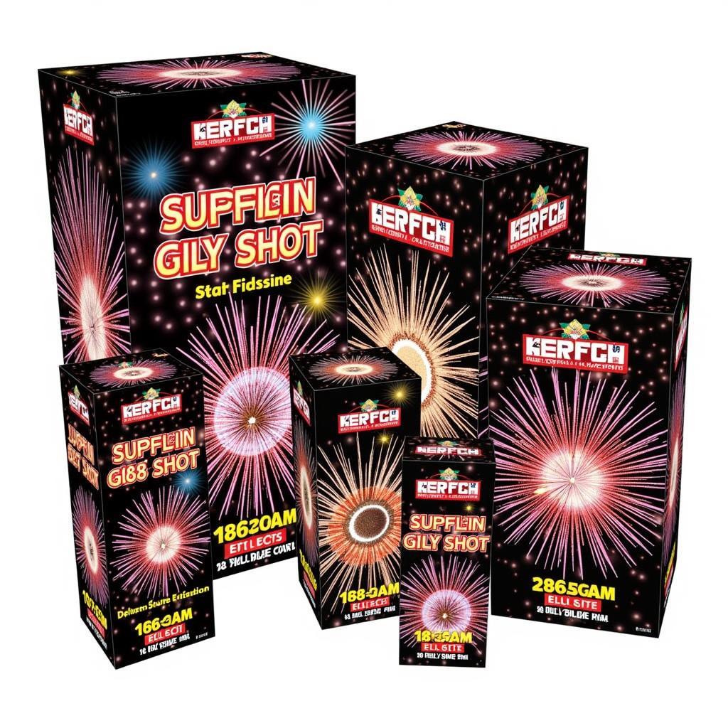 Variety of 668 shot fireworks showcasing diverse effects