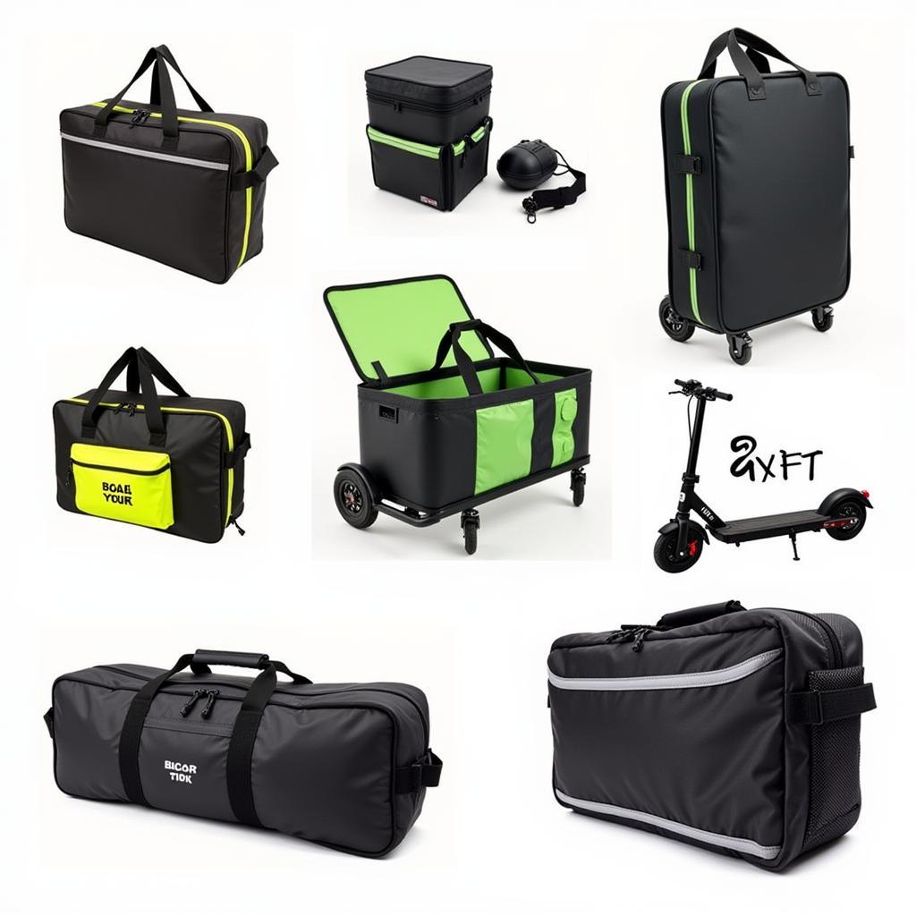 Various electric scooter storage bags on display