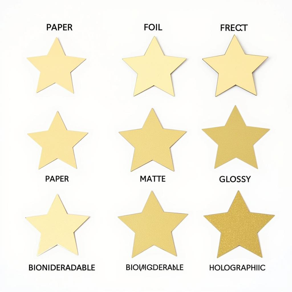 Variety of gold star confetti types