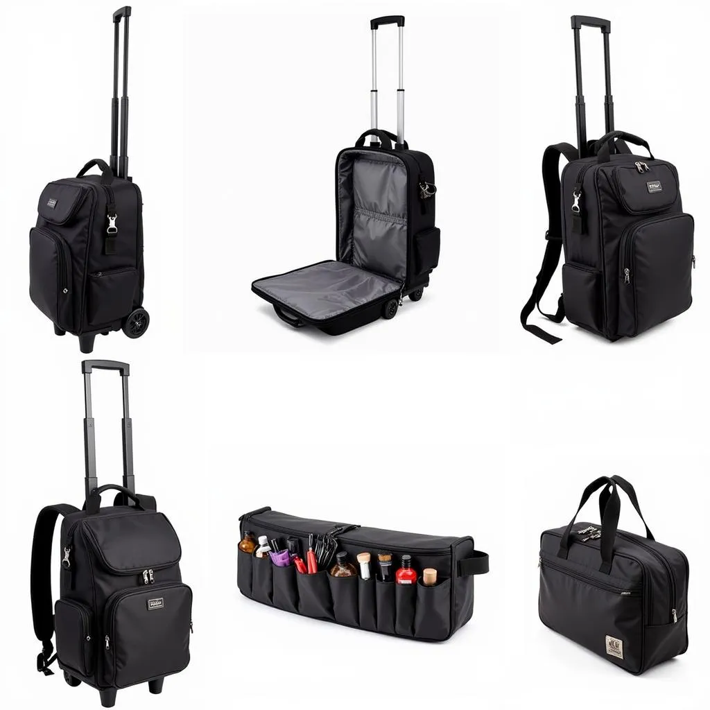 Different types of hairdresser equipment bags 