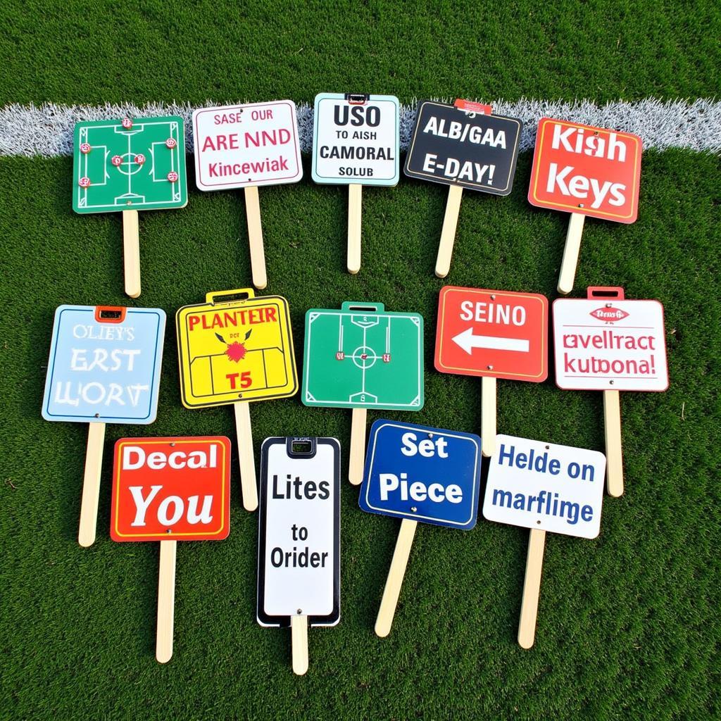 Various handheld signs used in football