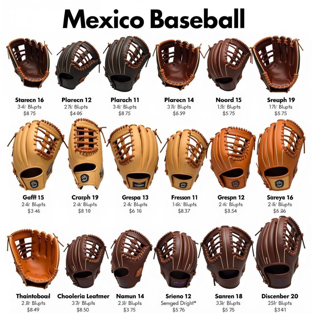 Variety of Mexico Baseball Gloves