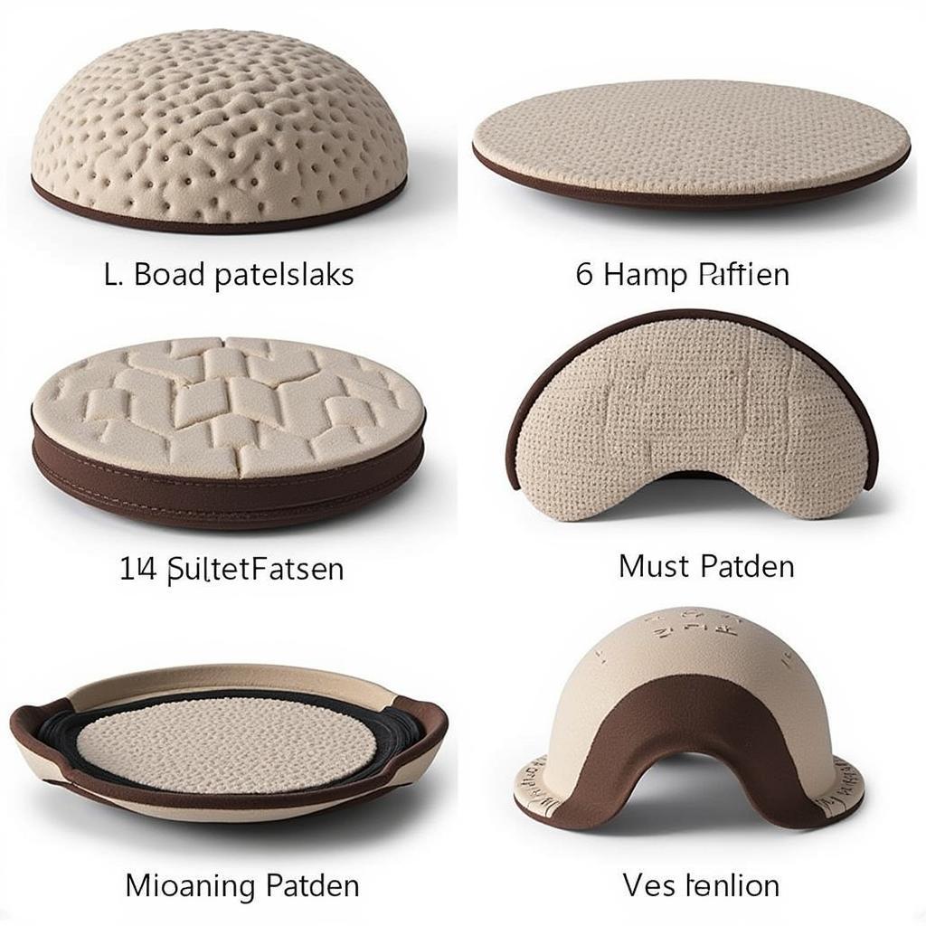 Close up of various batting helmet padding options