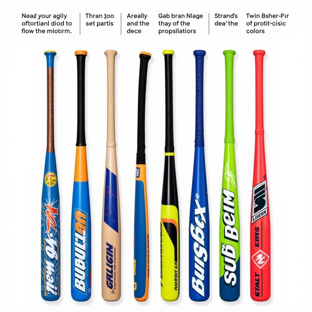 A variety of bubble gum softball bats on display