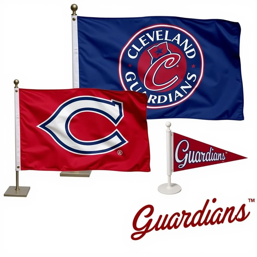 Display of various Cleveland Guardians flags