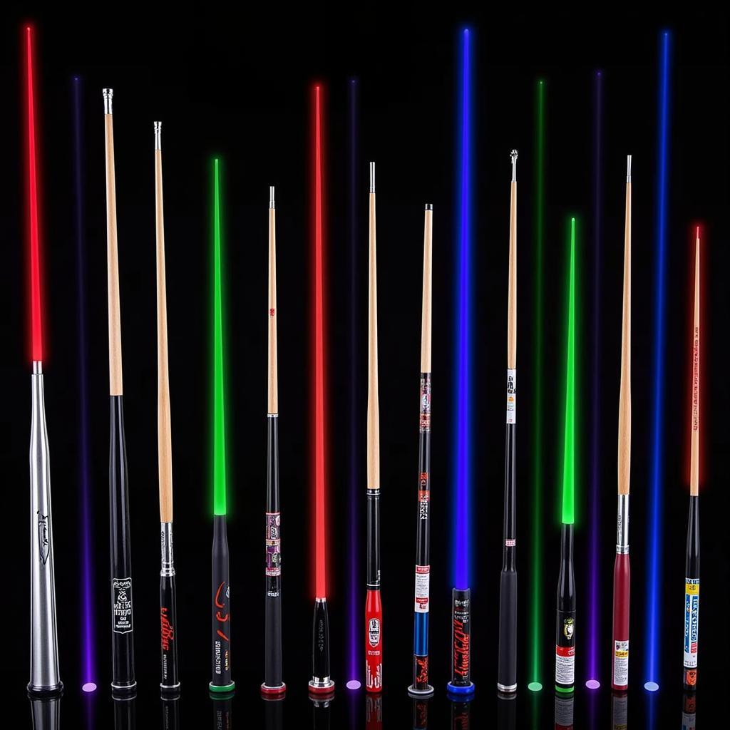 Various Laser Light Pool Stick Models