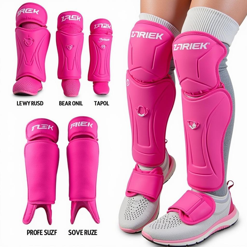 Various Styles of Pink Baseball Leg Guards