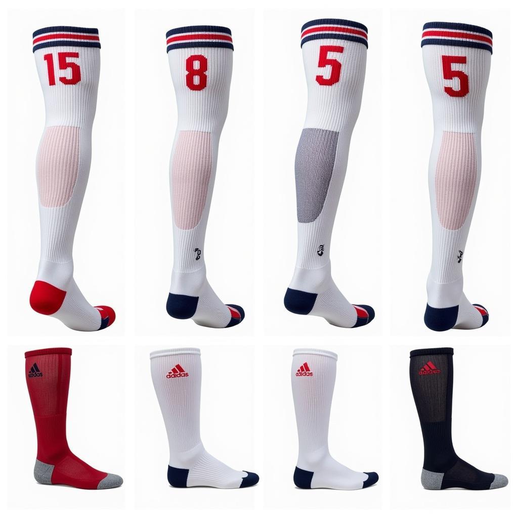 Variety of number football socks showcasing different features