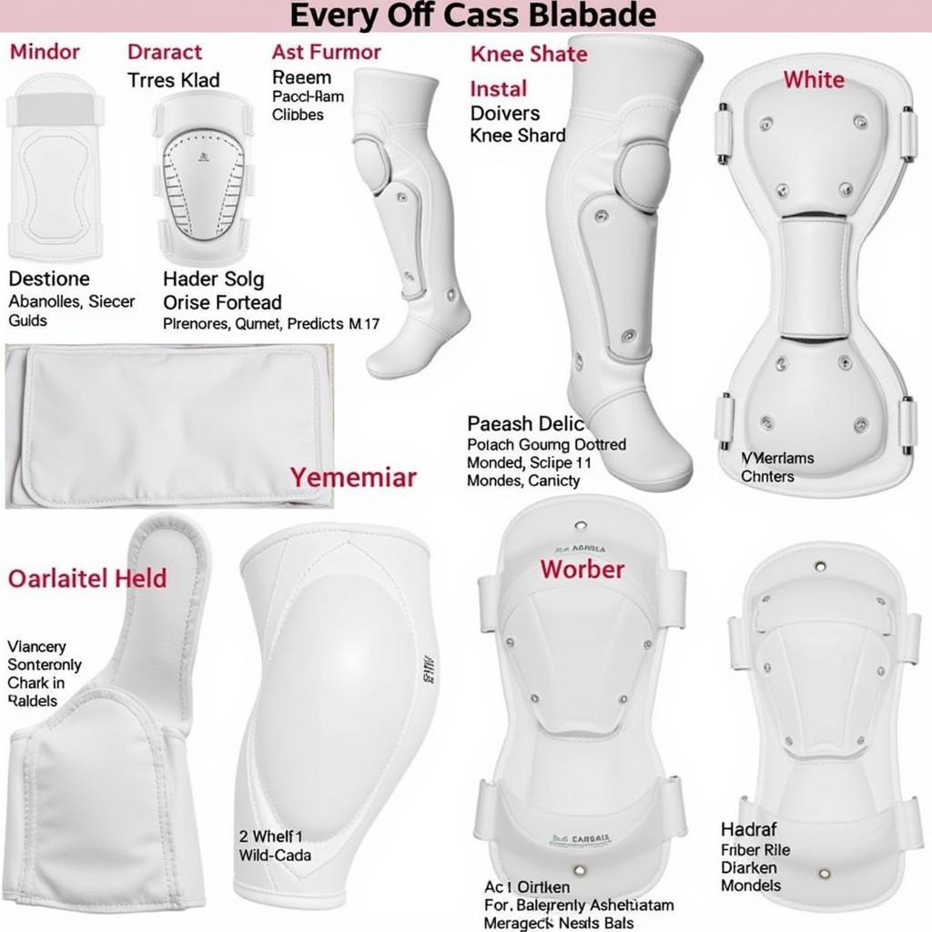 Different types of white knee pads for wrestling