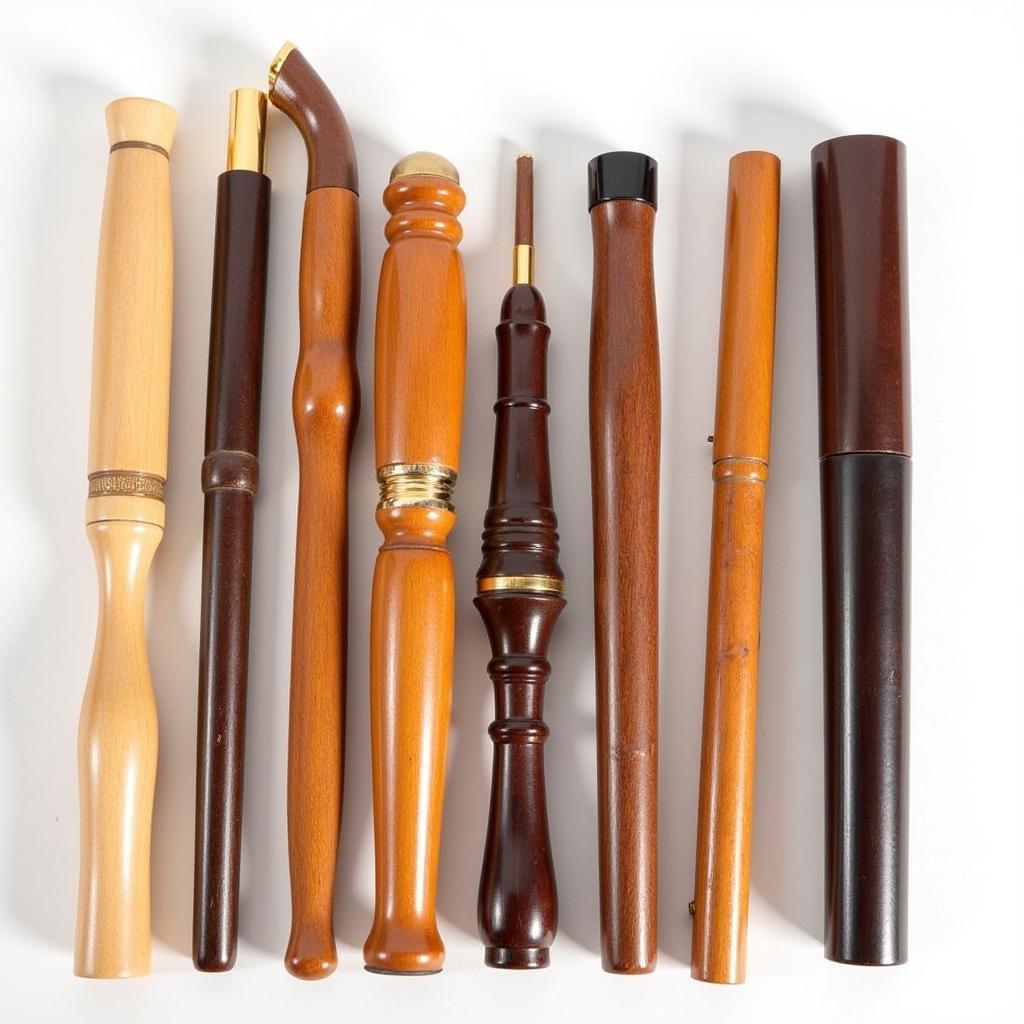 Variety of wooden cigarette holders displayed