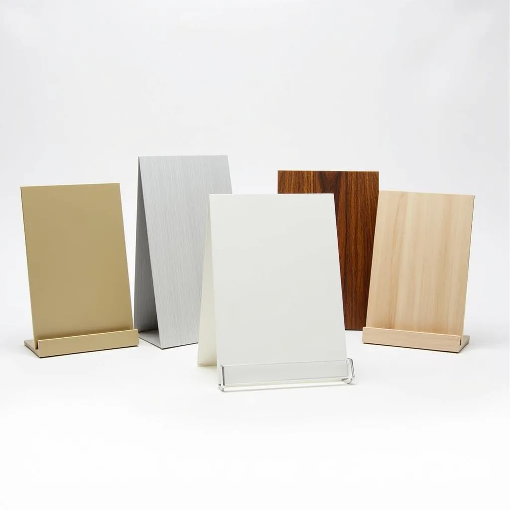 Various styles of tall table sign holders