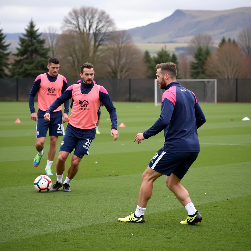 Players practicing quick passing and movement