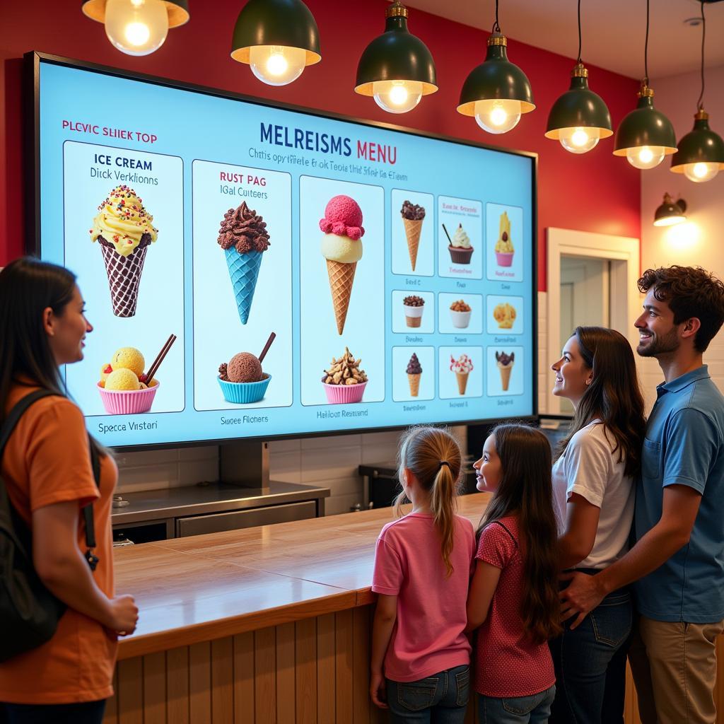 Digital Menu Board Display in an Ice Cream Shop