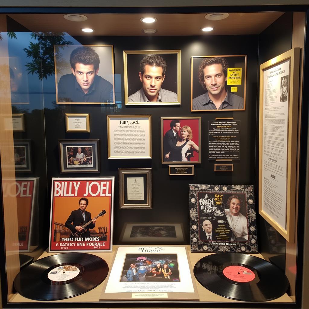 Display case with Billy Joel memorabilia